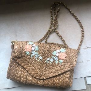 Summer floral staw crossbody bag